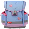 A blue and pink children's backpack with heart decorations. Produktbild-Vorschau