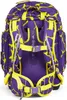 The back view of a purple and yellow giraffe-print backpack. Náhled obrázku produktu