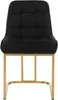 A black velvet dining chair with a gold metal frame against a white background. Produktbild-Vorschau