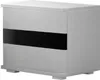 A white nightstand with a black stripe across the front. Náhled obrázku produktu