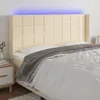 The Living Store LED Kopfteil Creme 183x16x118/128 cm Stoff Produktbild-Vorschau 1