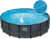 An above-ground swimming pool with a rattan-style frame. Produktbild-Vorschau