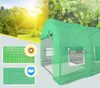 A collage showing a green greenhouse, with inset images highlighting its features like UV protection and water resistance, set against a backdrop of a sunny landscape and rain. Náhľad obrázku produktu