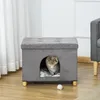 PawHut 2 v 1 – kočičí boudička a podnožka s polštářem, Náhled obrázku produktu 8