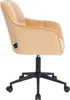 A side view of a beige velvet office chair with a black base and wheels, isolated on a white background. Produktbild-Vorschau