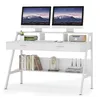 A white desk with two monitors, books, and electronic devices. Anteprima dell’immagine prodotto
