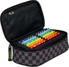 An open pencil case with colored pencils inside, set against a white background. Produktbild-Vorschau