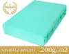 A folded turquoise fitted sheet is shown on a white background. A 'PREMIUM' badge is in the top left corner, and text indicating fabric weight is at the bottom.