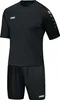 A black sports uniform consisting of a t-shirt and shorts, presented on a white background. Náhľad obrázku produktu
