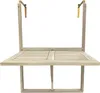 A light gray wooden balcony hanging table with gold metal brackets, shown from the front. Produktbild-Vorschau
