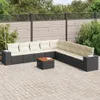 Design 10-tlg. Garten-Sofagarnitur mit Kissen Schwarz Poly Produktbild-Vorschau 1