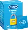 A box of Durex condoms with a single condom wrapper in front of it. Podgląd zdjęcia produktu