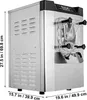 A commercial ice cream maker shown from a side angle with dimensions indicated. Voir les images du produit