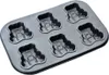 A gray baking pan with six teddy bear-shaped molds. Podgląd zdjęcia produktu