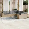10-tlg. Garten-Sofagarnitur mit Kissen Beige Poly Rattan Produktbild-Vorschau 2