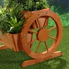 Pflanzkübel mit Wagenräder aus Holz Garten Dekoration Produktbild-Vorschau 4