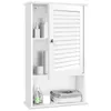 A white bathroom cabinet with an open door revealing shelves and items. Náhled obrázku produktu