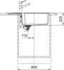 A technical drawing of a kitchen sink with dimensions. Podgląd zdjęcia produktu