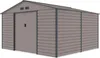 A metal shed with a double door and two vents on the front. Náhľad obrázku produktu