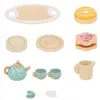Kinder Holz Tee Set Kaffee Service Spielzeug Mit Tablett Produktbild-Vorschau 3