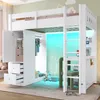 Lit mezzanine 90 x 200 cm avec 4 tiroirs, armoire de Voir les images du produit 4