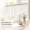 Scheibengardine Leinen Bistrogardine mit Pompon Quaste Produktbild-Vorschau 5