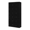 A black metal locker unit with 18 compartments, shown in a studio setting against a white background. Produktbild-Vorschau