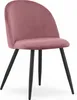 A single pink velvet chair with black legs on a white background. Náhled obrázku produktu