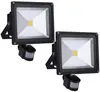 Two black LED floodlights with motion sensors are shown against a white background. Produktbild-Vorschau