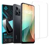 A product shot featuring a smartphone, its protective screen covers, and packaging. Produktbild-Vorschau