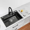 Edelstahlspüle schwarz 70x45cm mit Stufen, Kratzfest & Produktbild-Vorschau 3