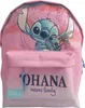 A pink backpack with Stitch and Scrump from Disney's Lilo & Stitch. Produktbild-Vorschau