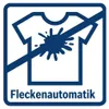 A graphic icon depicting a t-shirt with a stain and a diagonal line through it, indicating stain removal or prevention, with text below. Produktbild-Vorschau