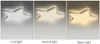 A collage showing a star-shaped LED ceiling light in three different light settings: cool, neutral, and warm. Náhled obrázku produktu