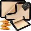 Three silicone baking mats are shown, with one partially rolled and three croissants in the foreground. Produktbild-Vorschau