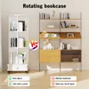 Bücherregal drehbares Regal mit rädern 3 Ebenen Weiß Produktbild-Vorschau 5