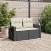 vidaXL Gartensofa mit Kissen 2-Sitzer Schwarz Poly Rattan Produktbild-Vorschau 3