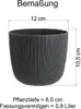 3x Blumentopf mit Drainagesystem Rund Ø 12 cm Anthrazit Produktbild-Vorschau 2