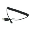 A black coiled USB cable with a standard USB-A connector on one end and a micro-USB connector on the other. Produktbild-Vorschau