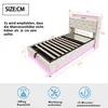 A diagram showing the dimensions of a bed frame with LED lighting. Voir les images du produit