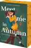 A book cover with a couple kissing, surrounded by autumn leaves. Produktbild-Vorschau