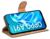 A flip case for a smartphone is shown open, displaying the phone screen. Produktbild-Vorschau