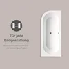 A white bathtub is shown on a light gray background, with text and an icon on the left side. Produktbild-Vorschau