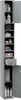 A tall, narrow gray cabinet with its doors open, revealing shelves and a drawer filled with bathroom items. Produktbild-Vorschau