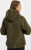 A woman wearing a green fleece jacket, viewed from the back. Produktbild-Vorschau