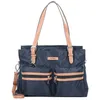 A navy blue Picard shoulder bag with tan leather accents and straps, shown against a white background. Voir les images du produit