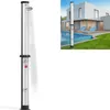 A silver outdoor shower with water running, isolated on a white background. Náhľad obrázku produktu