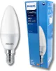 A Philips LED candle light bulb and its packaging are displayed side-by-side. Náhled obrázku produktu