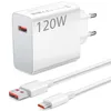 A white 120W charger and its white USB-C cable are displayed on a white background. Produktbild-Vorschau