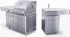 A stainless steel outdoor kitchen unit with a grill and a separate sink unit, presented against a white background. Produktbild-Vorschau